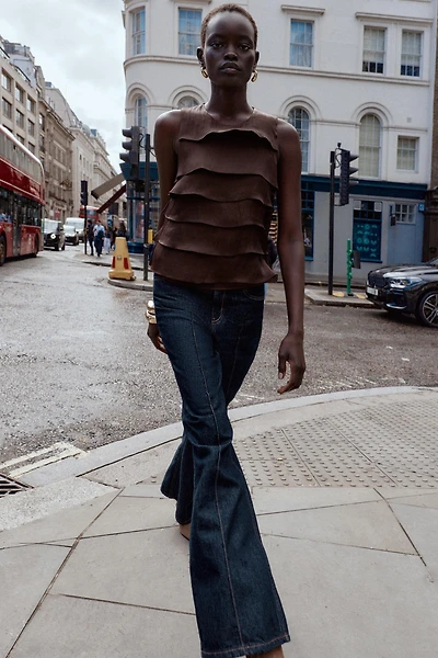 SATIN RUFFLED TOP