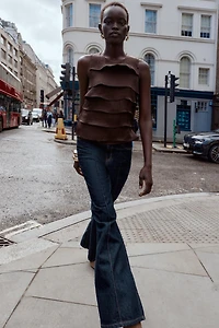 SATIN RUFFLED TOP