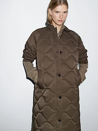 Long water-repellent puffer jacket