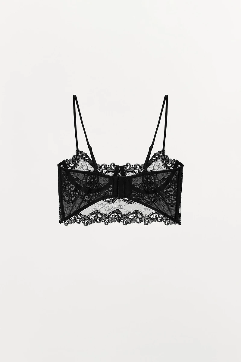 EMBROIDERED LACE UNDERWIRE BRALETTE
