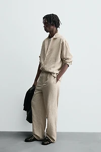 WRINKLED EFFECT STRIPED FLOWY PANTS