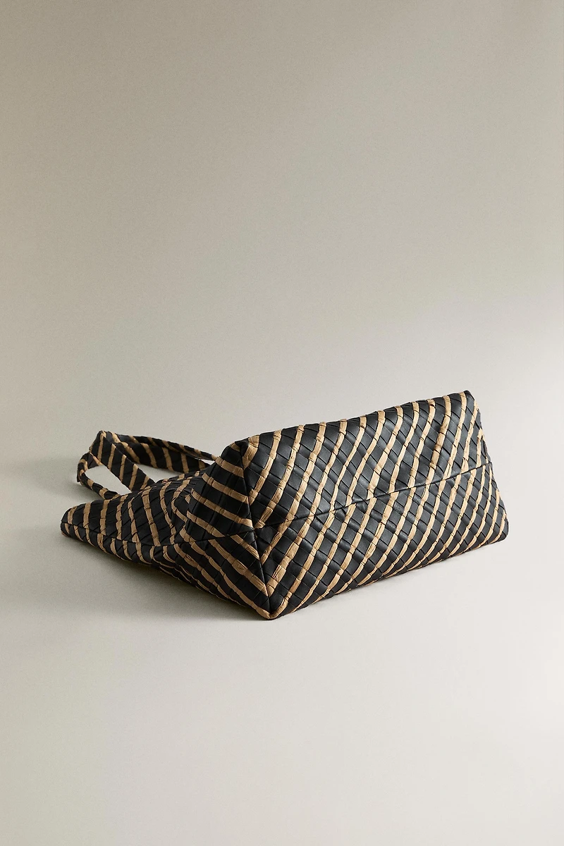 BRAIDED LEATHER TOTE BAG