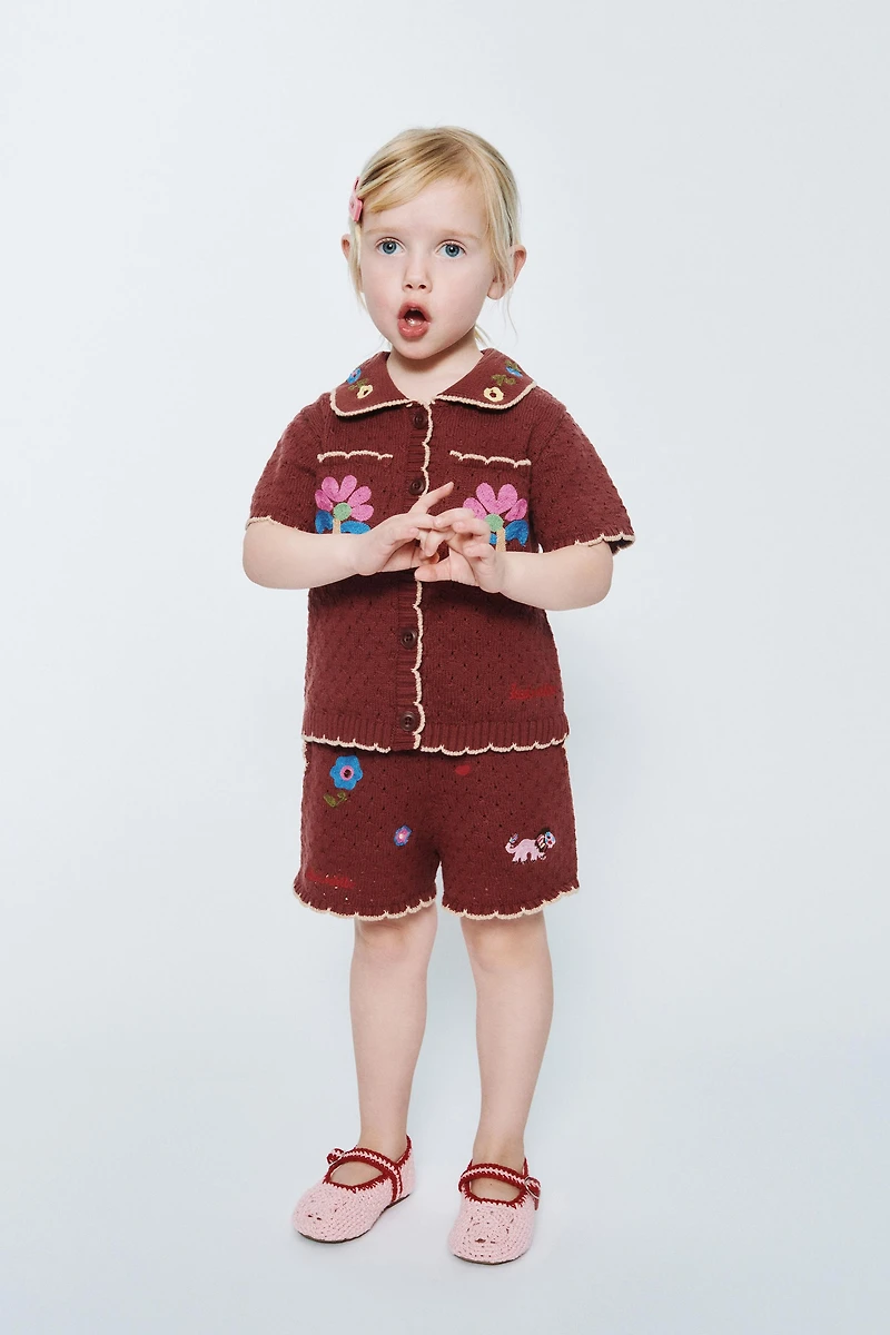 POLO EN MAILLE À FLEURS BRODÉES SISSEL EDELBO X ZARA KIDS