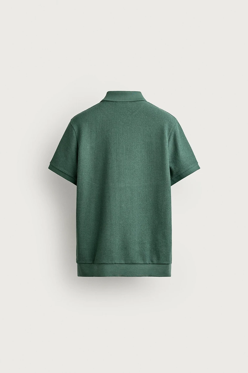 REGULAR FIT ZIP POLO SHIRT