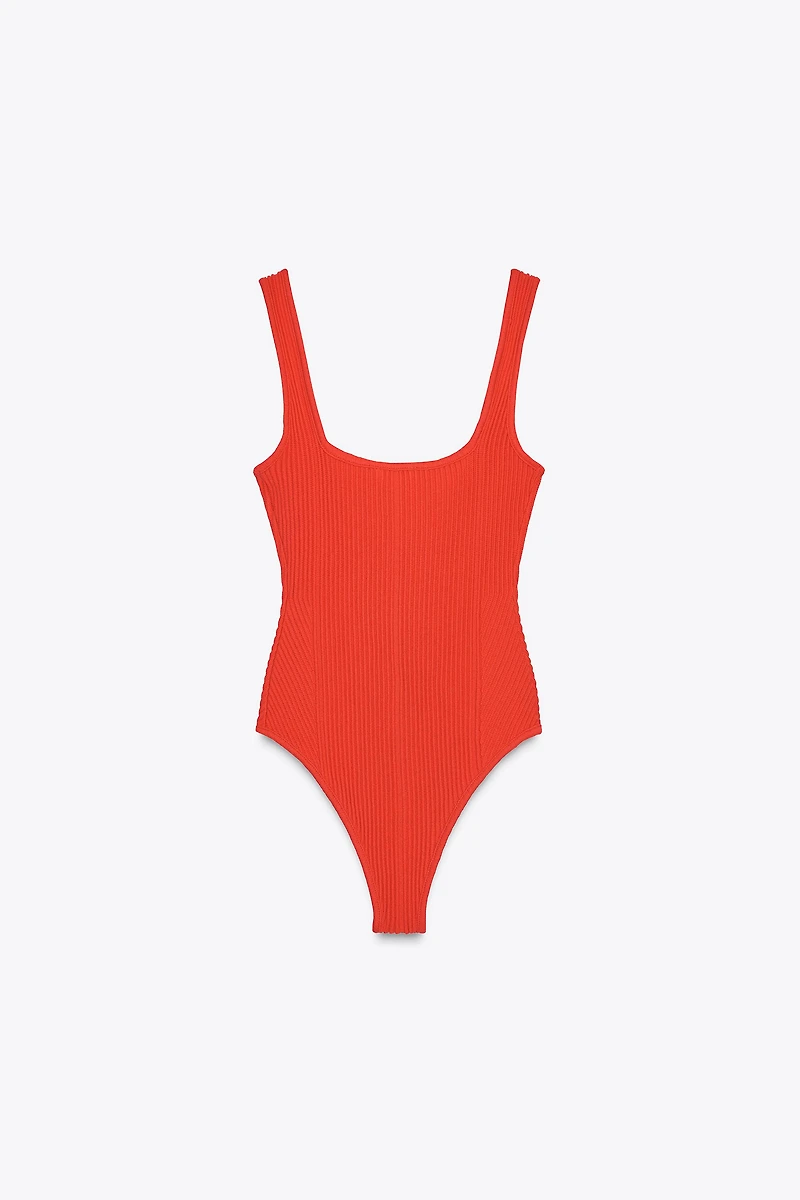 TEXTURED STRAPPY BODYSUIT