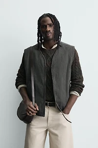 WASHED TOPSTITCHED VEST