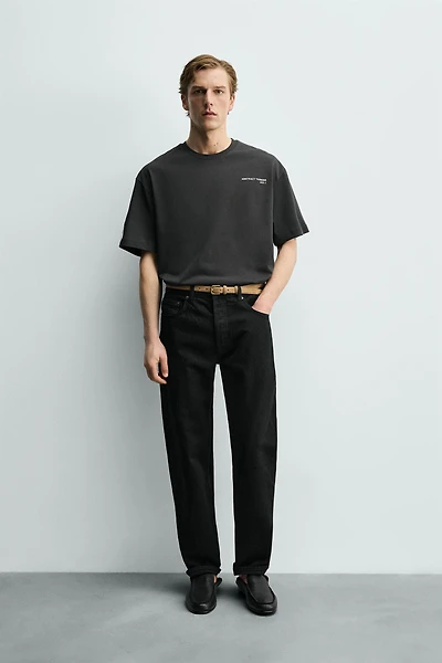 CONTRAST TEXT BOXY FIT T-SHIRT