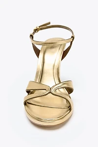 METALLIC EFFECT HEELED SANDALS