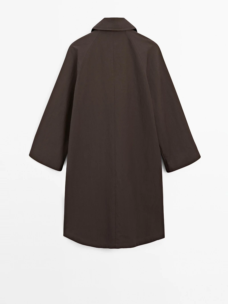 Trench coton détail velours côtelé