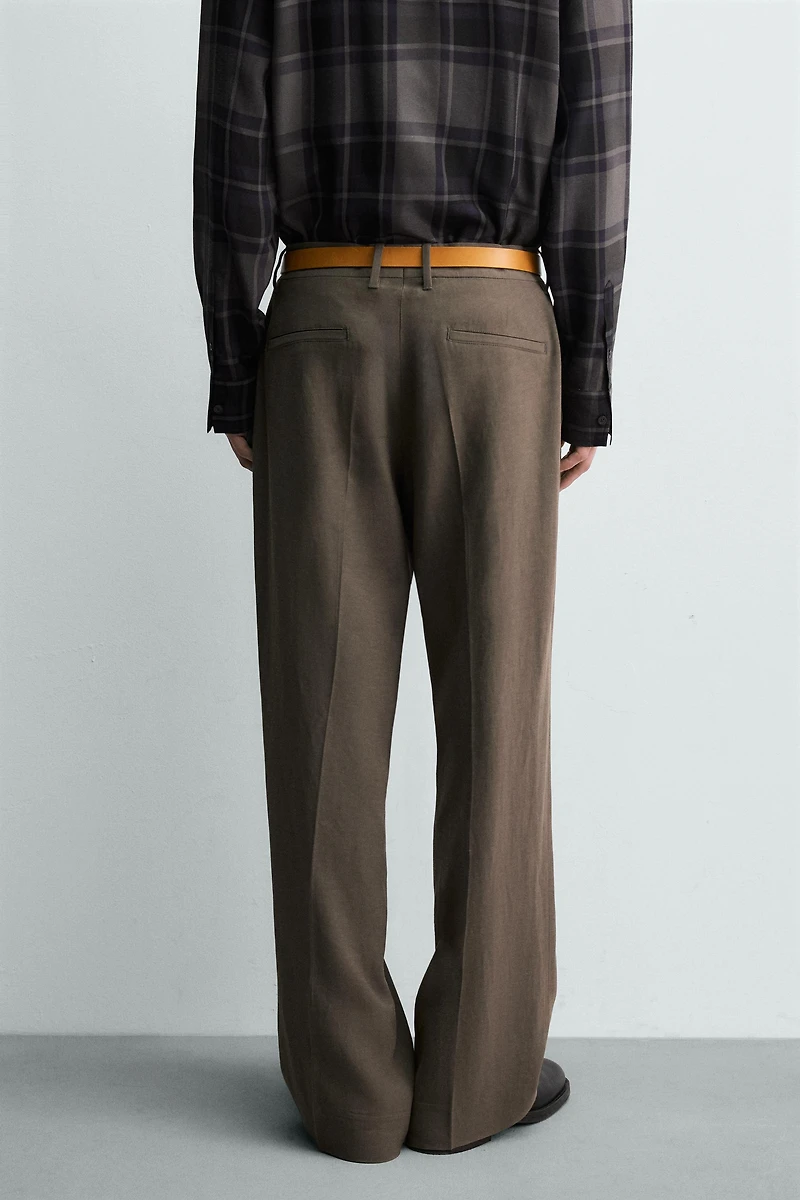 FLARE FIT VISCOSE - LINEN SUIT PANTS