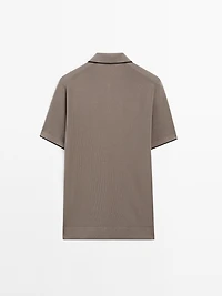 Knit polo shirt with contrast detail