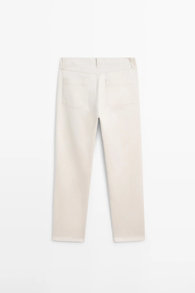 Cotton and linen tapered fit jeans