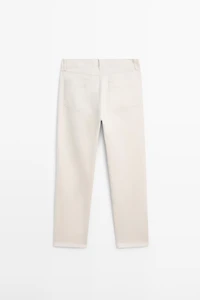 Cotton and linen tapered fit jeans