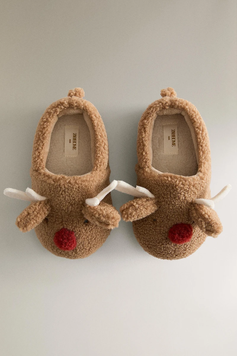 CHILDREN'S REINDEER SLIPPERS