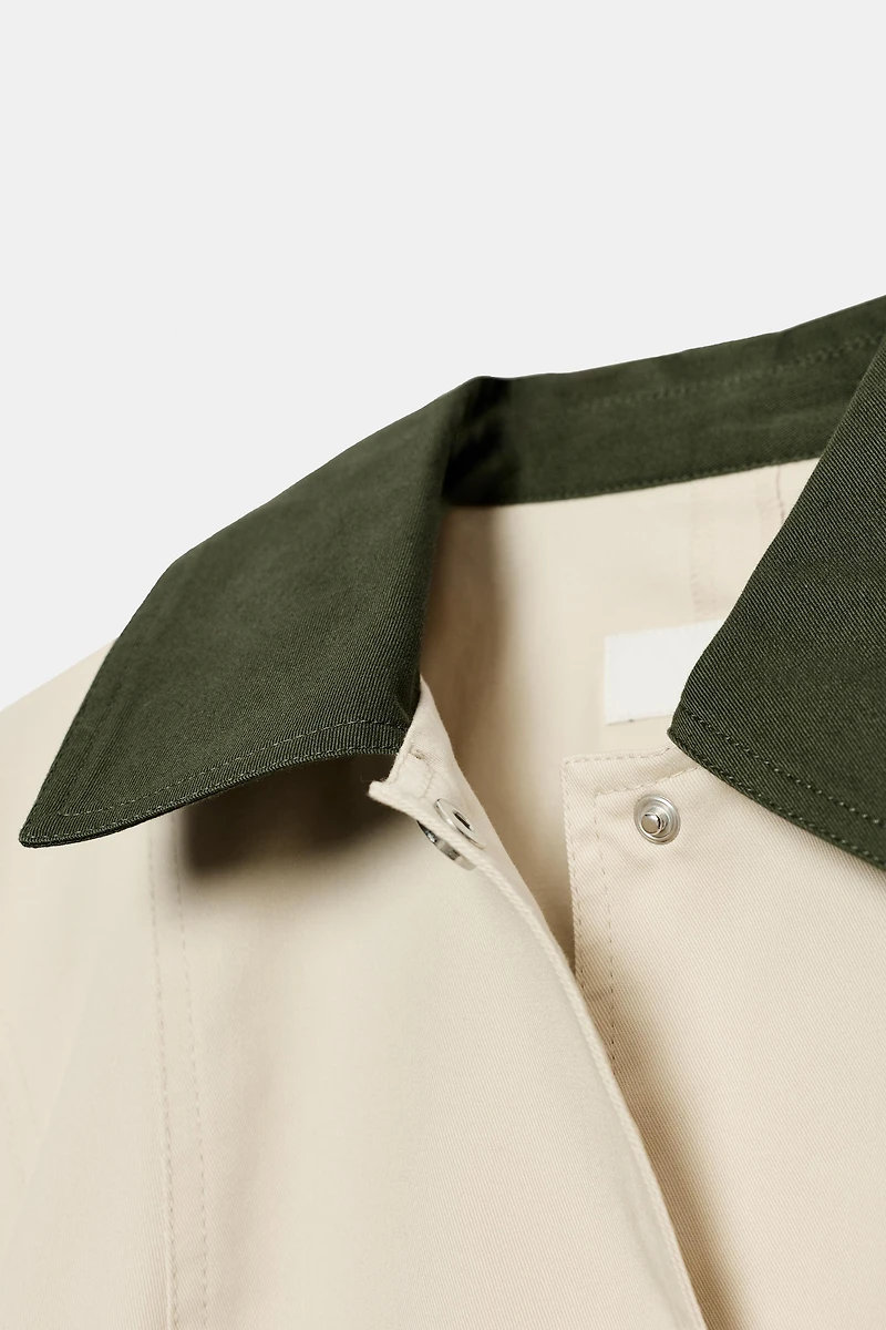CONTRAST COLLAR PEPLUM JACKET