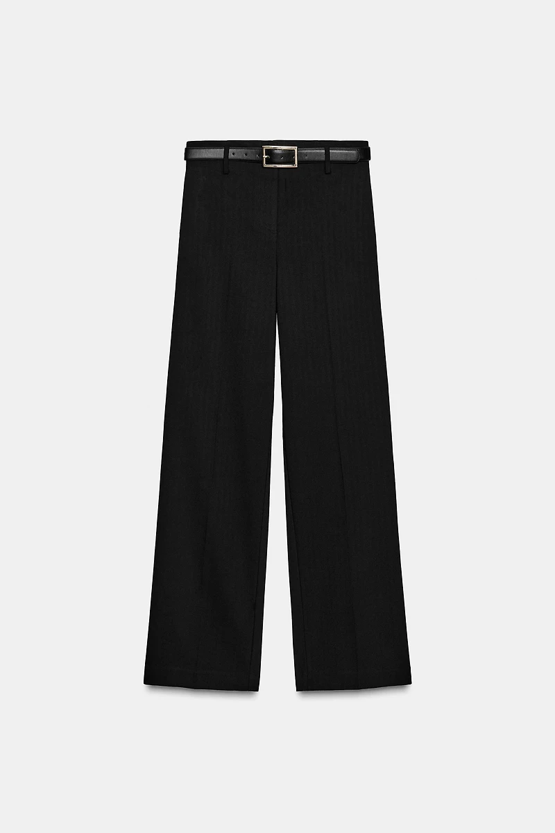 HIGH-WAISTED BELTED PANTS