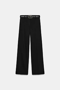 HIGH-WAISTED BELTED PANTS