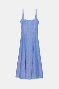 ROBE MI-LONGUE EN LIN ET DENTELLE