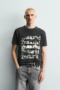 WASHED PRINT KNIT T-SHIRT