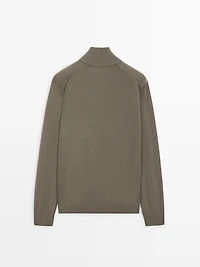 Cotton zip-up knit cardigan