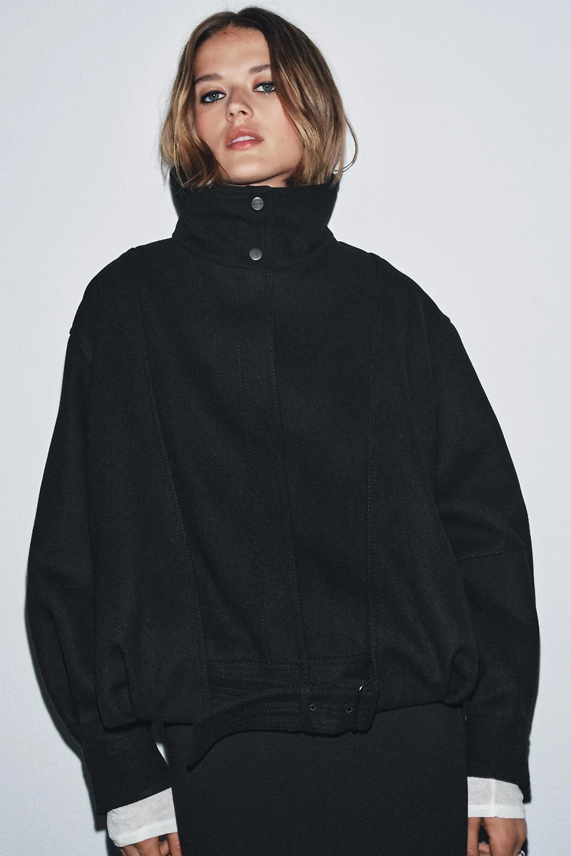 ZW COLLECTION MINIMAL WOOL BOMBER JACKET