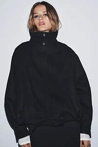 ZW COLLECTION MINIMAL WOOL BOMBER JACKET