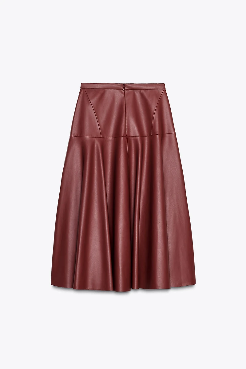 FAUX LEATHER MIDI SKIRT ZW COLLECTION