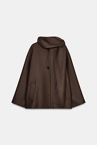 MANTEAU COURT AVEC ÉCHARPE EN LAINE