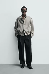 RELAXED FIT CHECKED TEXTURED JACKET