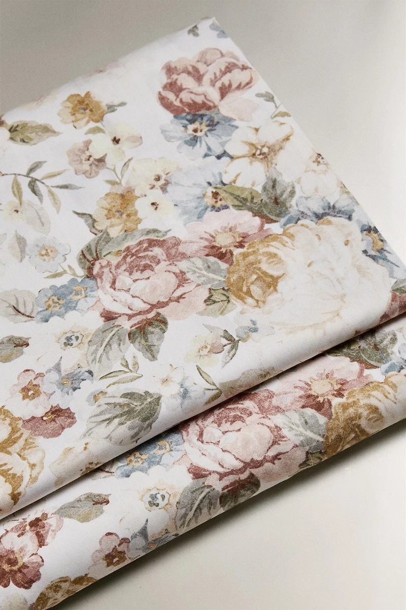 DRAP DE DESSUS SATIN FLORAL (300 FILS)