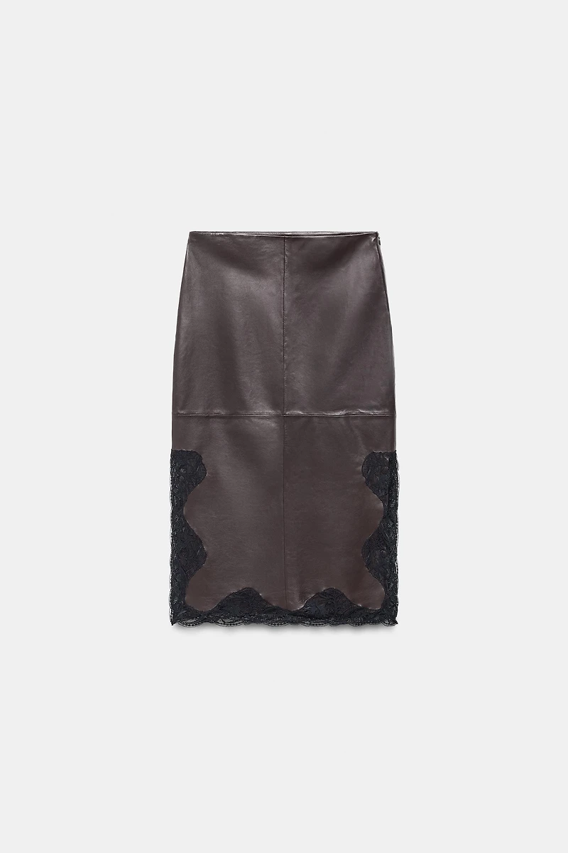 JUPE EN DENTELLE CUIR 100% ZW COLLECTION LIMITED EDITION