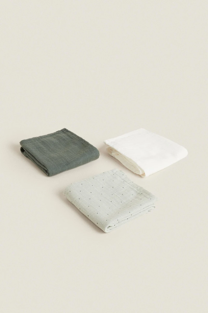 SET OF MULTICOLORED BABY MUSLIN CLOTHS (SET 3)