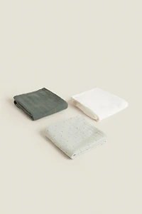 SET OF MULTICOLORED BABY MUSLIN CLOTHS (SET 3)