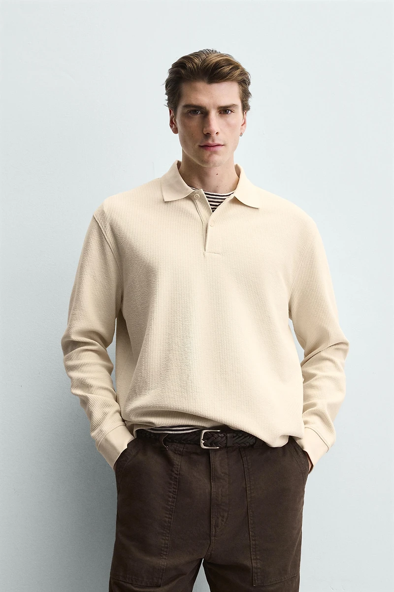 TEXTURED STRIPED POLO