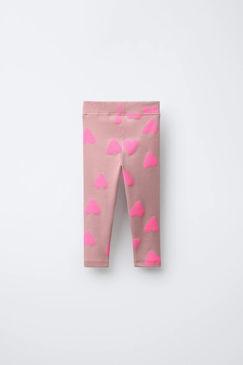 PRINTED RIBBED LEGGINGS