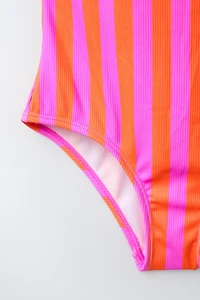 6-14 YEARS / STRIPED TEXT LA JOLLA BEACH SWIMSUIT