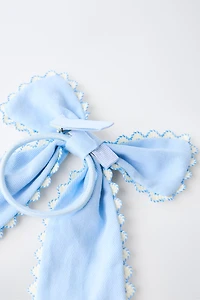 LARGE WAVY BOW HAIR TIE