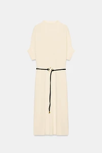 KNIT BELTED DRESS