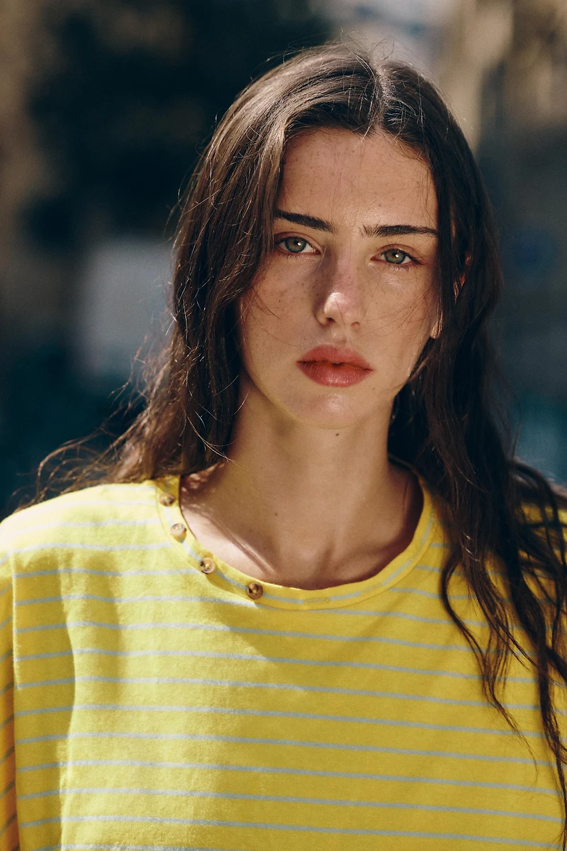 COTTON-LINEN STRIPED T-SHIRT