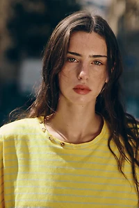 COTTON-LINEN STRIPED T-SHIRT