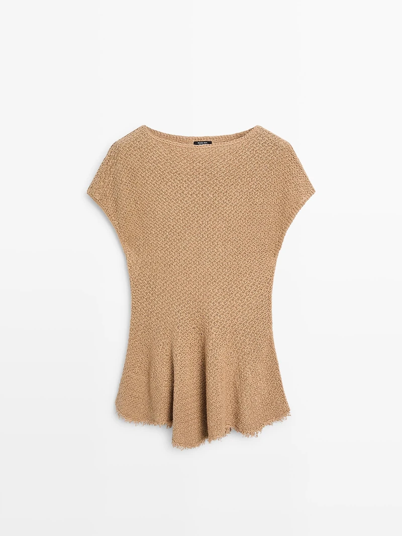Frayed 100% linen top