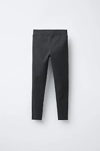 TEXT SWEATSHIRT AND RIBBED LEGGINGS SET