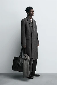 LIMITED EDITION HERRINGBONE DOUBLE BREASTED WOOL BLEND COAT