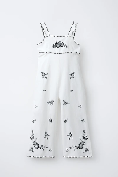 COMBINAISON LONGUE BRODÉE CUT OUT EN COTON ET LIN