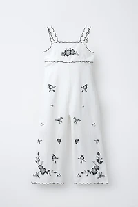 COMBINAISON LONGUE BRODÉE CUT OUT EN COTON ET LIN