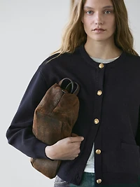 Cotton knit cardigan with gold buttons