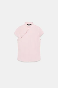 SATIN EFFECT TOP WITH SIDE BUTTONS