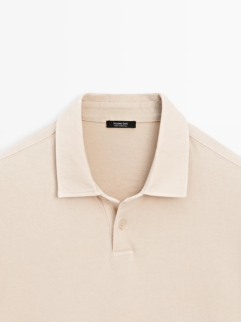100% cotton distressed-effect polo shirt