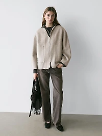 Zip-up wool blend coat