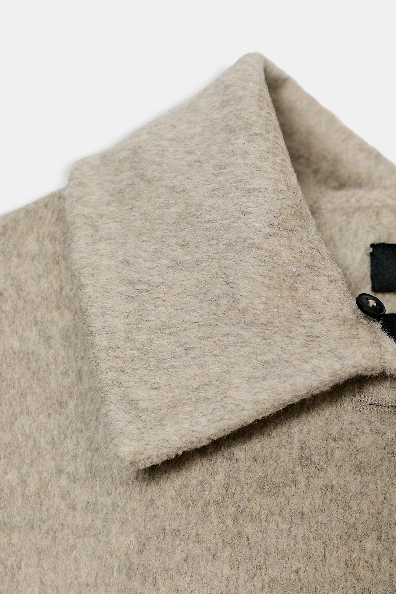 WOOL BLEND COAT WITH FAUX FUR COLLAR ZW COLLECTION